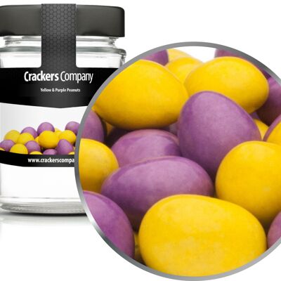 Cacahuètes au chocolat colorées Cacahuètes jaunes et violettes. UE de 45 pièces. toi. 110 g de contenu par page