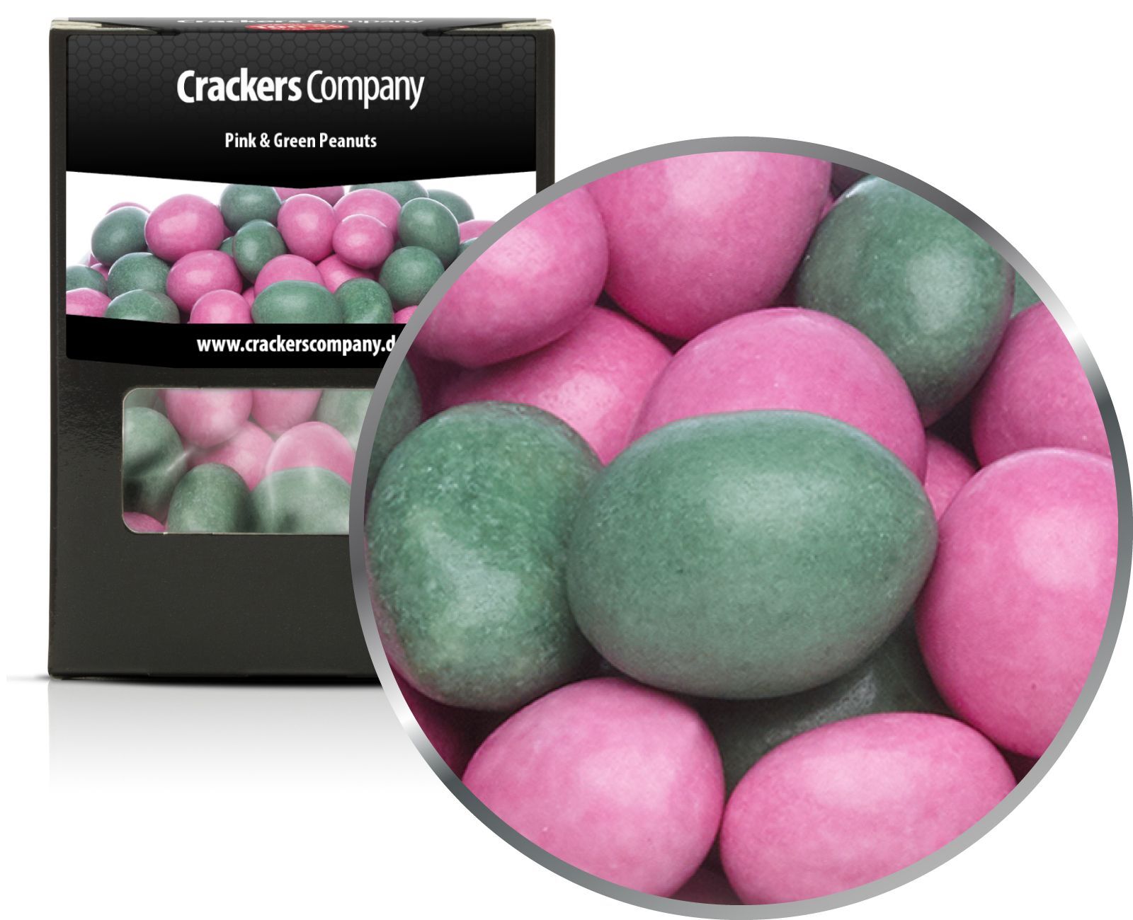 Cacahuetes de chocolate coloridos cacahuetes rosas y verdes. PU con 32 piezas. Ud. Contenido de 110 g por pieza.