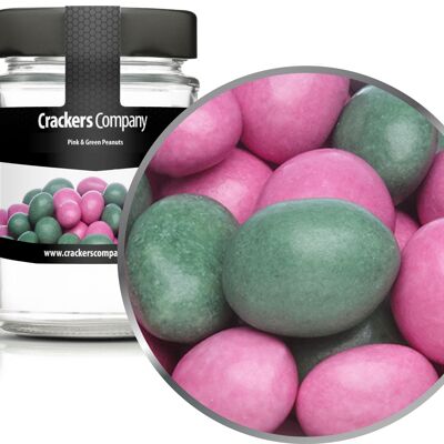 Cacahuètes au chocolat colorées, cacahuètes roses et vertes. UE de 45 pièces. toi. Contenu de 110 g par pièce.