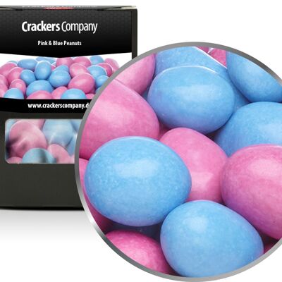 Cacahuètes au chocolat colorées, cacahuètes roses et bleues. UE de 32 pièces. toi. Contenu de 110 g par pièce.