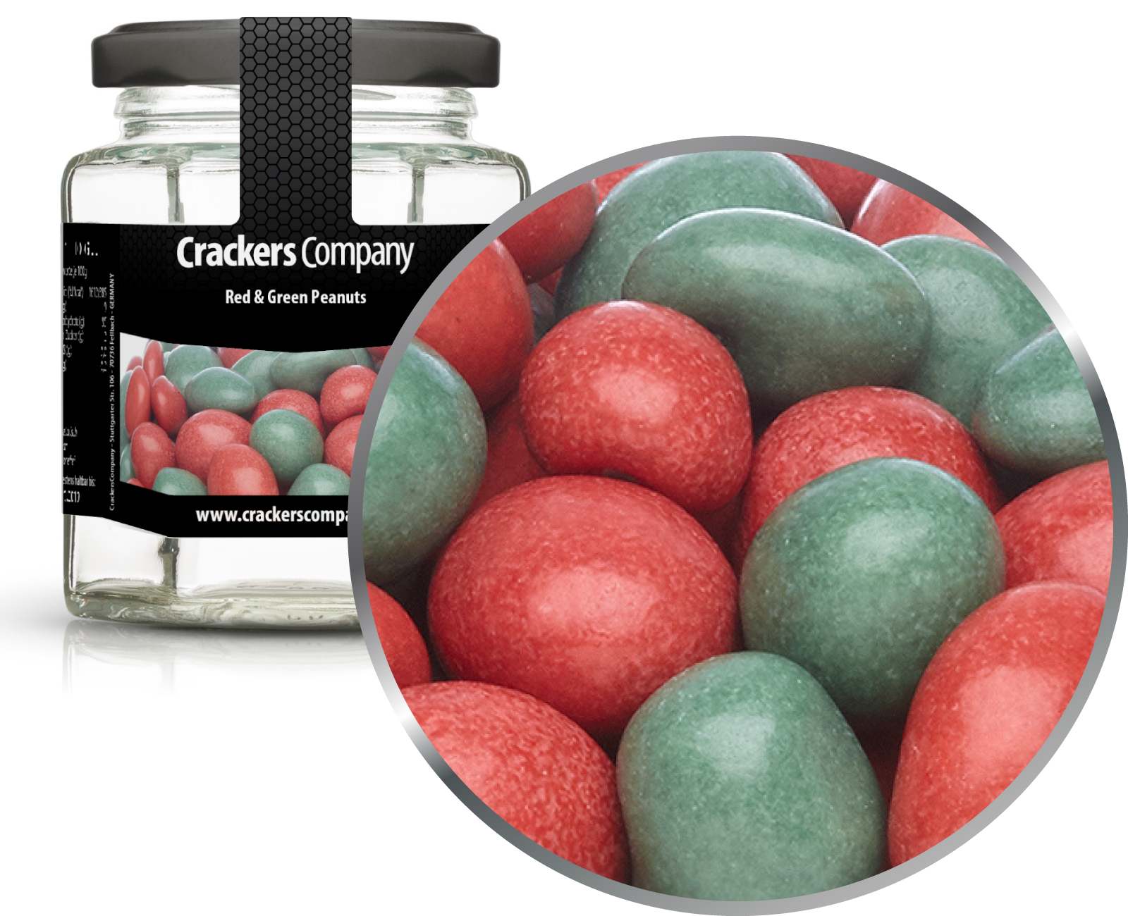 Bunte Schoko Erdnüsse Red & Green Peanuts. VPE mit 25 Stk. u. 110g Inhalt je Stk.