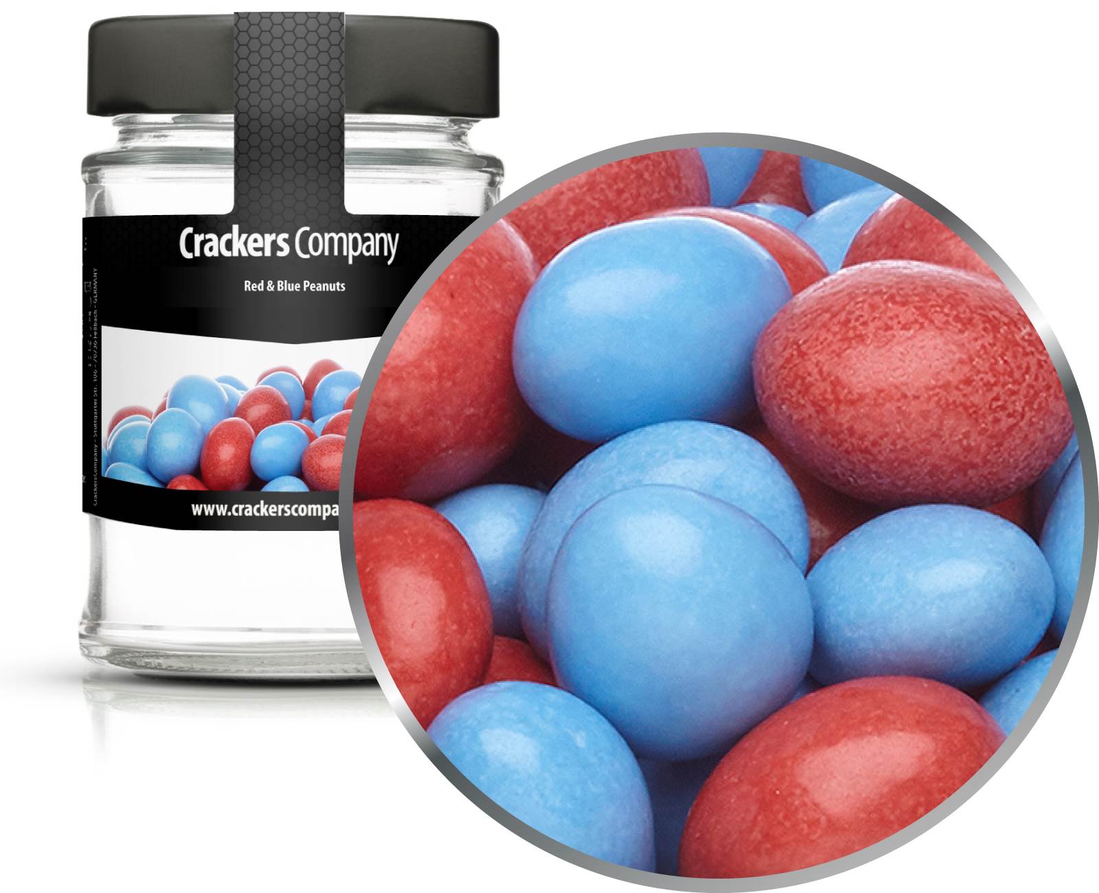 Bunte Schoko Erdnüsse Red & Blue Peanuts. VPE mit 45 Stk. u. 110g Inhalt je Stk.