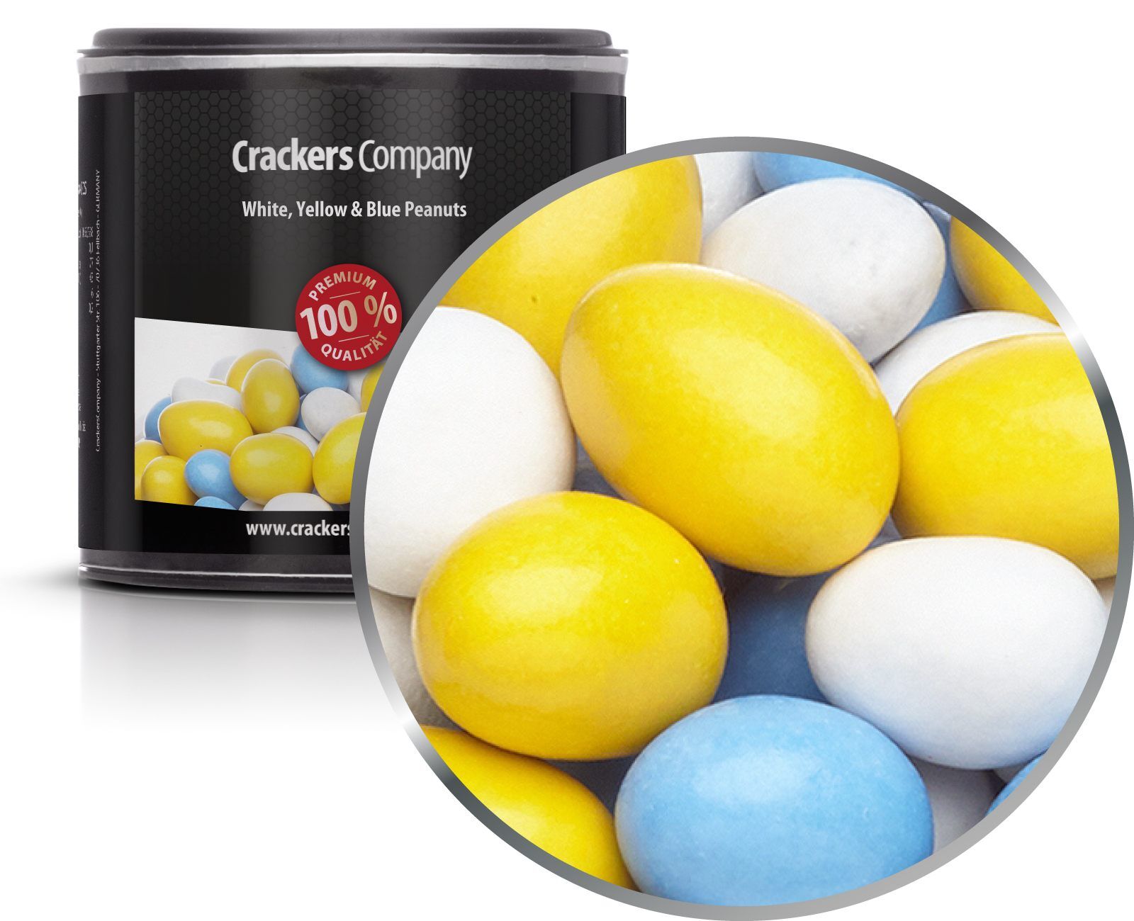 Arachidi di cioccolato colorate Arachidi bianche, gialle e blu. Confezione da 36 pezzi. u. Contenuto 110 g