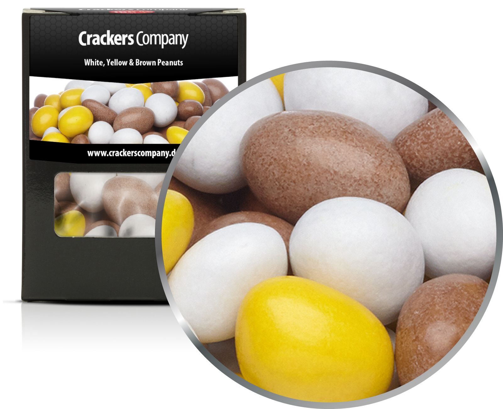 Arachidi di cioccolato colorate Arachidi bianche, gialle e marroni. Confezione da 32 pezzi. u. Contenuto 110 g