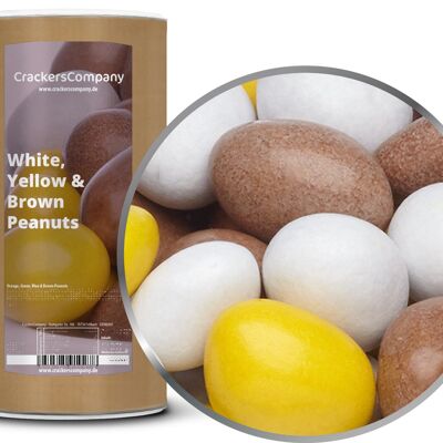 Cacahuètes au chocolat colorées Cacahuètes blanches, jaunes et brunes. UE avec 9 pièces. toi. contenu 950g