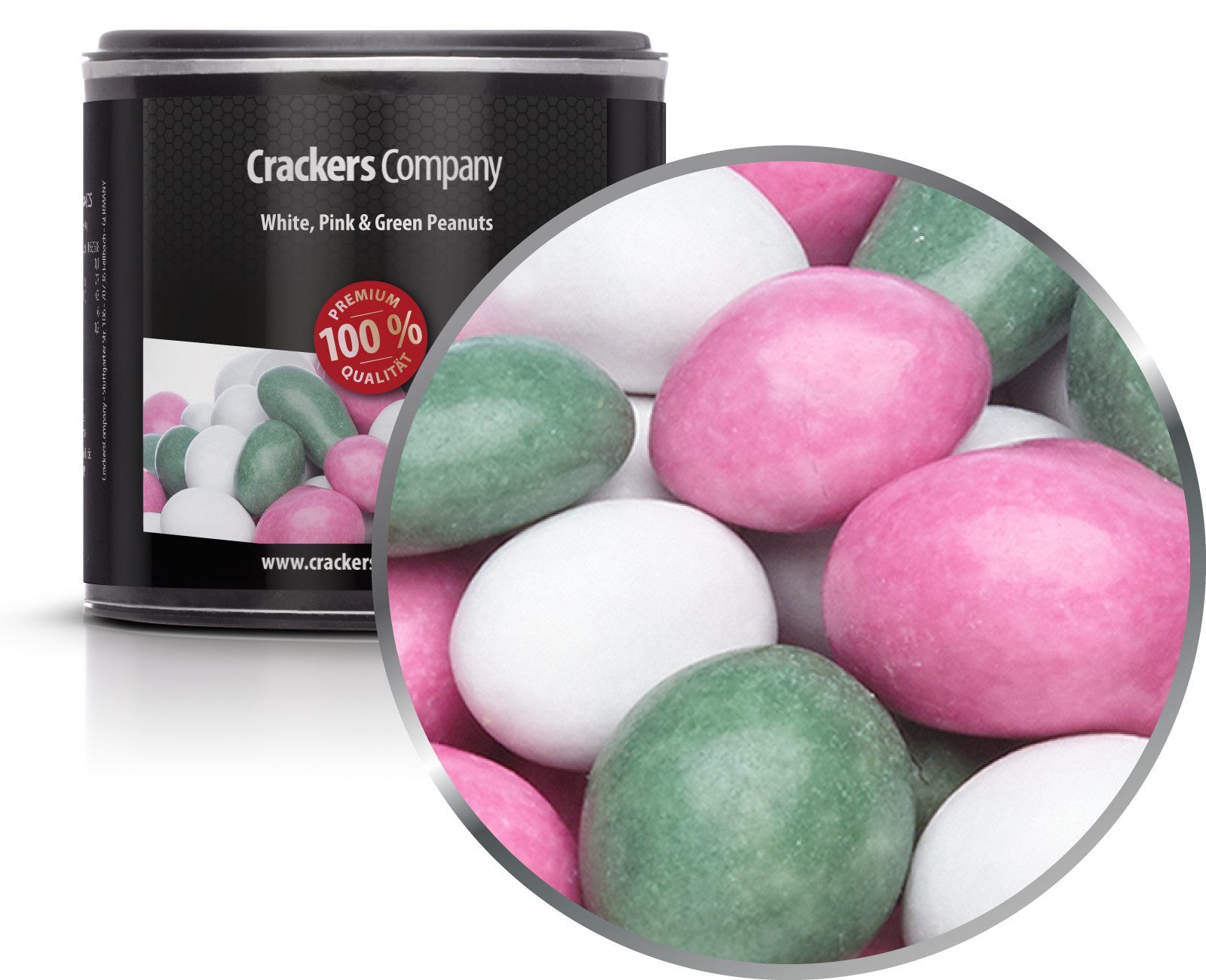 Arachidi di cioccolato colorate Arachidi bianche, rosa e verdi. Confezione da 36 pezzi. u. Contenuto 110 g