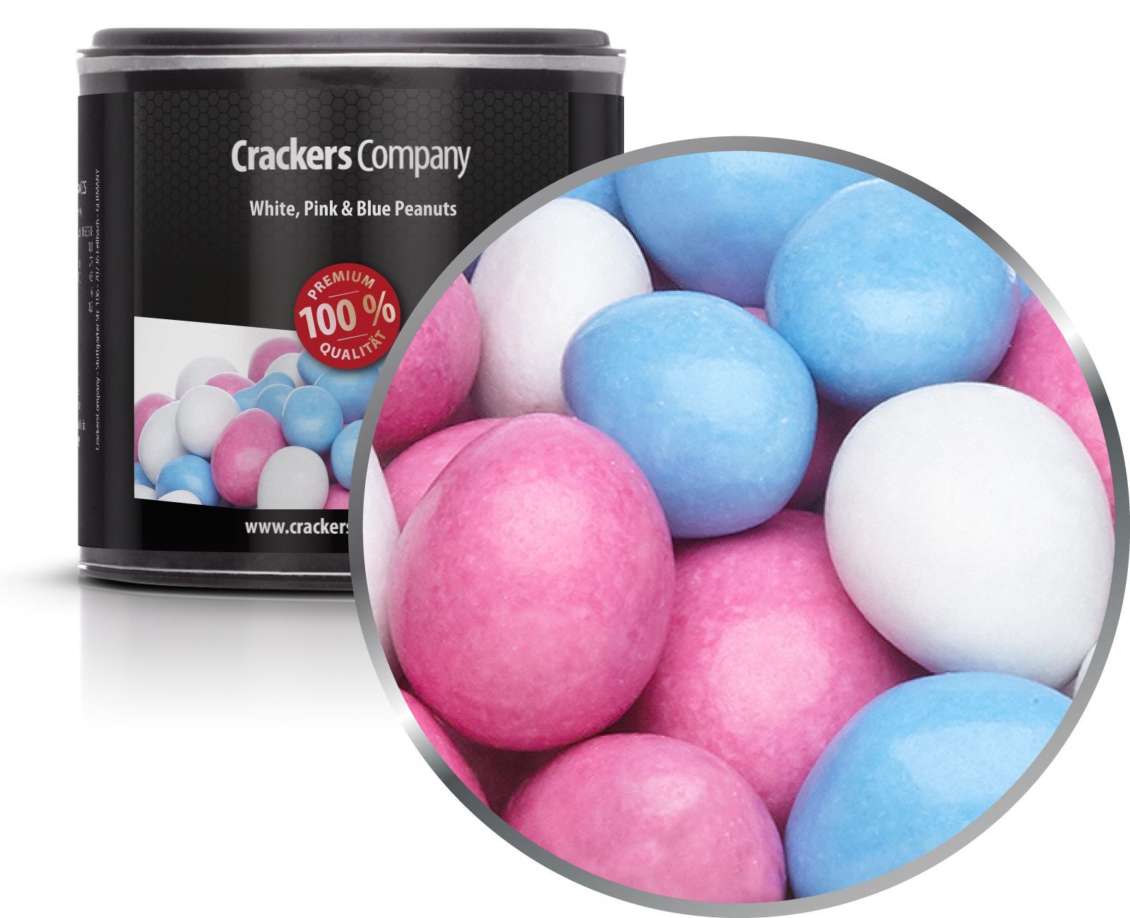Arachidi di cioccolato colorate Arachidi bianche, rosa e blu. Confezione da 36 pezzi. u. Contenuto 110 g