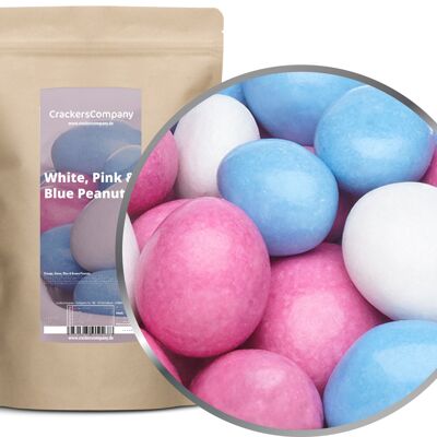 Arachidi di cioccolato colorate Arachidi bianche, rosa e blu. Unità di elaborazione con 8 pezzi. u. Contenuto da 750 g ciascuno