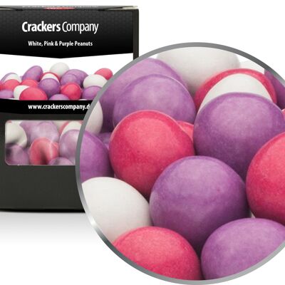 Arachidi di cioccolato colorate, arachidi bianche, rosa e viola PU con 32 pezzi. u. Contenuto 110 g per pezzo.