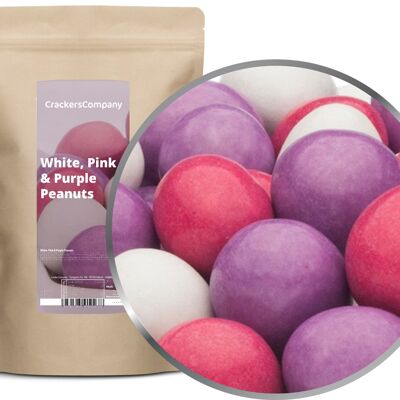 Arachidi di cioccolato colorate, arachidi bianche, rosa e viola PU con 8 pezzi. u. Contenuto 750 g per pezzo.
