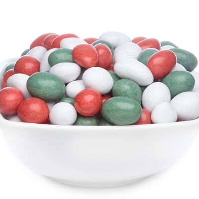 Arachidi di cioccolato colorate, arachidi bianche, rosse e verdi PU con 1 pezzo. u. Contenuto 5000 g per pezzo.