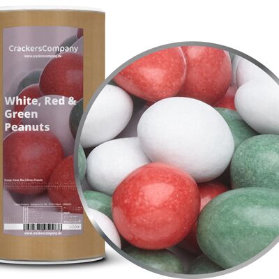 Arachidi di cioccolato colorate, arachidi bianche, rosse e verdi PU con 9 pezzi. u. Contenuto 950 g per pezzo.