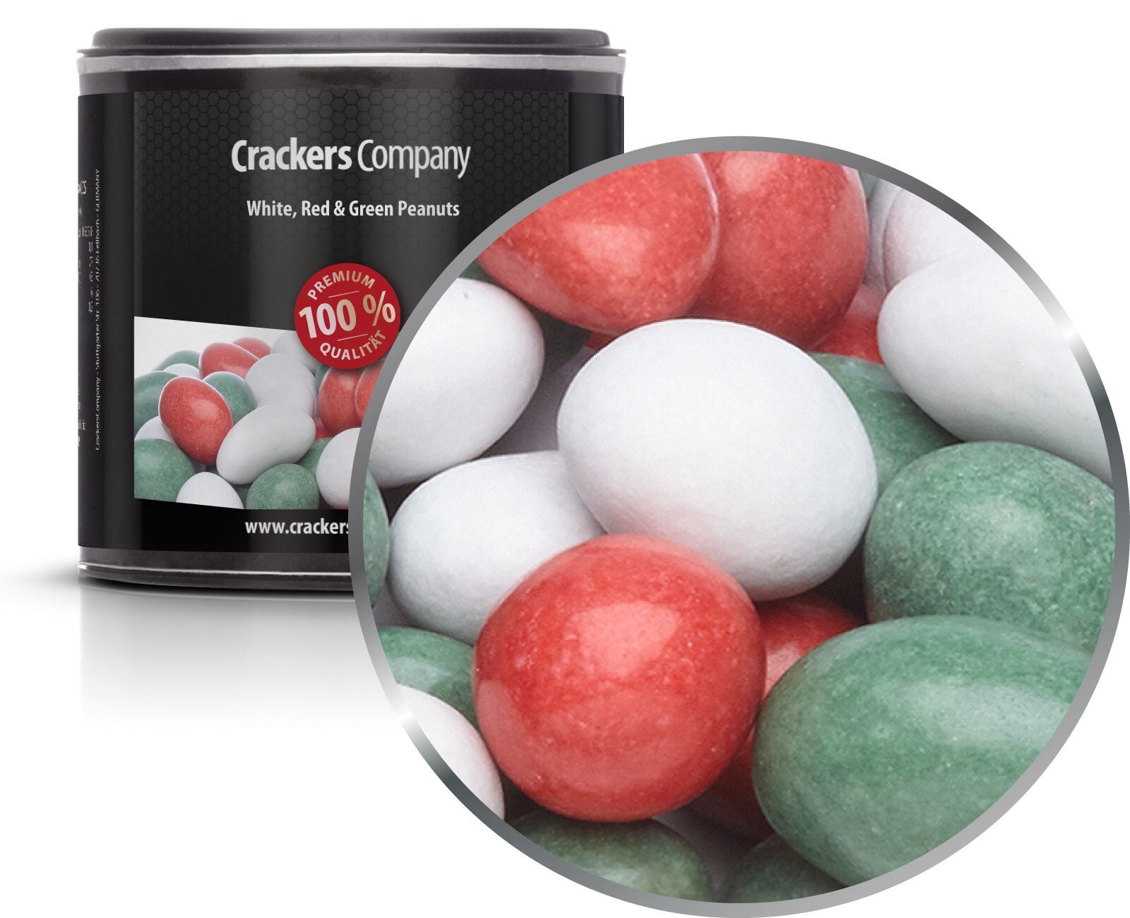 Bunte Schoko Erdnüsse, White, Red & Green Peanuts VPE mit 36 Stk. u. 110g Inhalt je Stk.