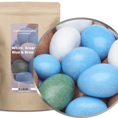 Cacahuètes au chocolat colorées Cacahuètes blanches, vertes, bleues et brunes. UE avec 8 pièces. toi. 750g je