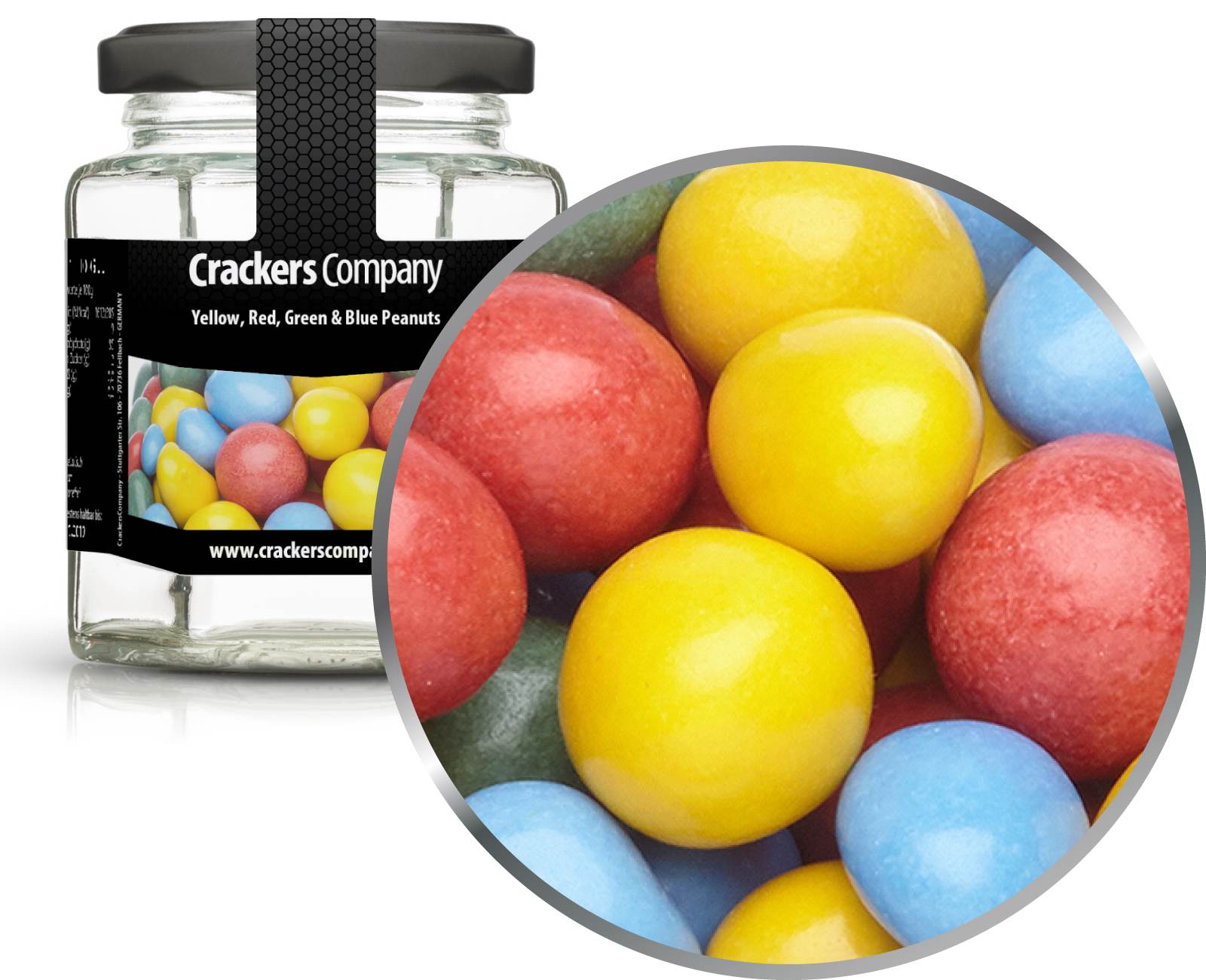 Bunte Schoko Erdnüsse Yellow, Red, Green & Blue Peanuts. VPE mit 25 Stk. u. 110g I