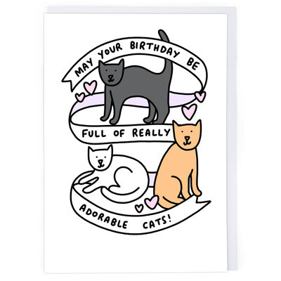 Carte d'anniversaire adorables chats