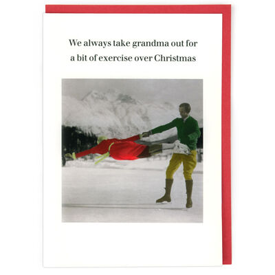 Excercising Grandma Christmas Card
