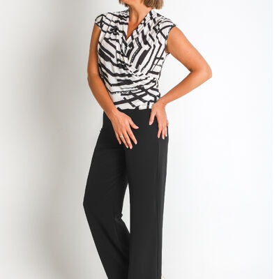 368616L PRINTED KNIT CROSS TOP.RECYCLING