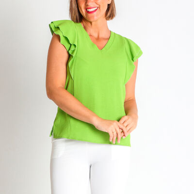 368046L PLAIN CREPE BLOUSE WITH RUFFLES