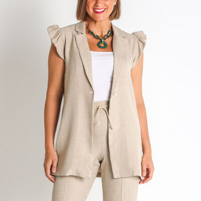 368070L GILET RUSTIQUE UNIE AVEC VOLANTS ET EMMANCHURE