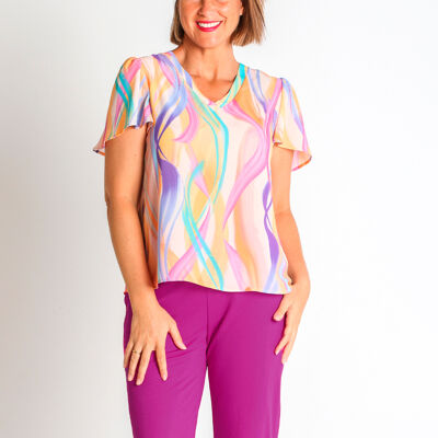 368198L BLOUSE EN MOUSSELINE IMPRIMÉE