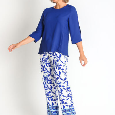 368508L PLEATED CUT CHIFFON BLOUSE