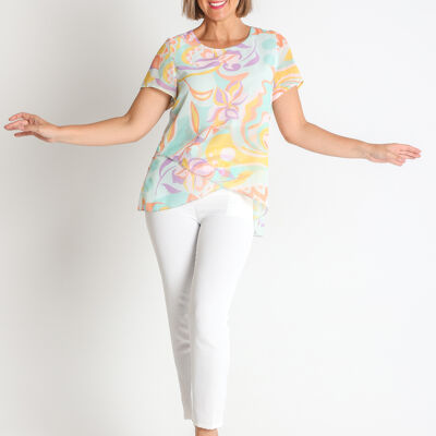 368526L CREPE BLOUSE WITH ASYMMETRIC HEM PRINTING