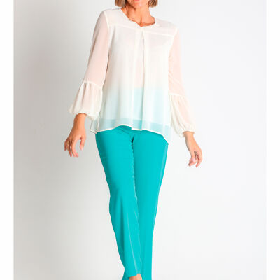 368537L Puffed Sleeve Chiffon Blouse