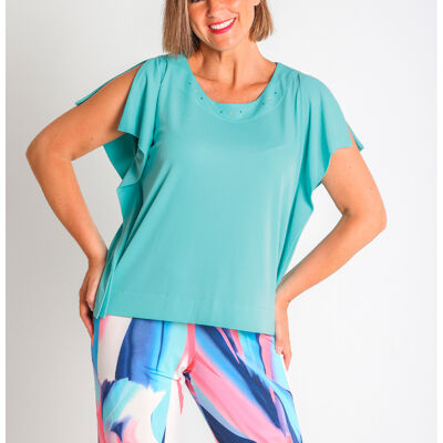 368546L CAMICIA-SCIARPA IN MAGLIA CON STRASS