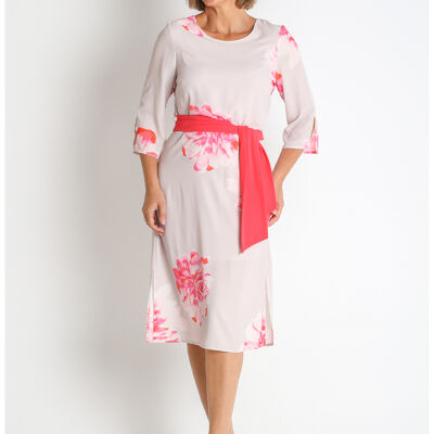 368566L ROBE EN MOUSSELINE IMPRIMÉE AVEC CEINTURE