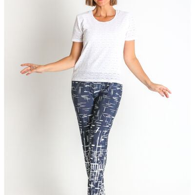 3600180 - PRINTED KNIT PANTS WITH BORDER
