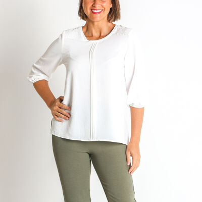 3674200 - BLOUSE EN CRÊPE AVEC ÉPAULES PES.RECYCLAGE