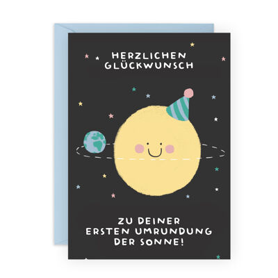 UMRUNDUNG DER SONNE Geburtstagskarte für Jungen und Mädchen