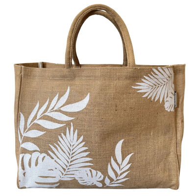 Cesta grande de yute Domelo, bolso de compras/bolso de mano 100 % vegano, bolso de playa, bolso de yute, bolso de mano con estampado floral.