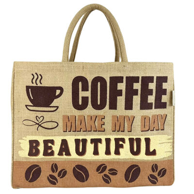 Cesta grande de yute Domelo, bolsa de compra/bolso 100 % vegano, bolsa de playa, bolsa de yute, bolsa de transporte, color café