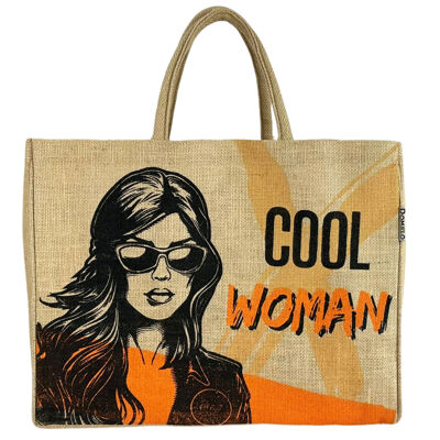 Domelo grande cestino per la spesa in iuta, borsa per la spesa/borsa da spiaggia vegana al 100%, borsa in iuta, borsa tote Cool Woman