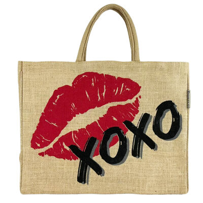 Domelo grande cestino per la spesa in iuta, borsa per la spesa vegana al 100%, borsa da spiaggia, borsa da bagno, borsa in iuta, borsa per il trasporto Kiss