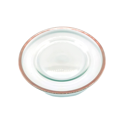 Piatto piano in vetro con bordo oro rosa 31,5 cm