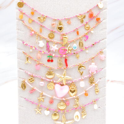 Set di 8 collane in acciaio inossidabile con espositore - PR-COLLIER28