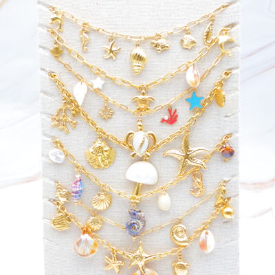 Juego de 7 collares de acero inoxidable con expositor - PR-COLLIER29