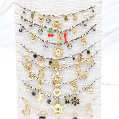 Juego de 8 collares de acero inoxidable con expositor - PR-COLLIER31