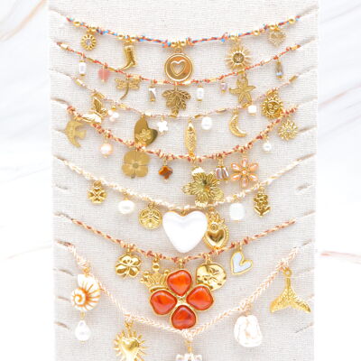 Juego de 7 collares de acero inoxidable con expositor - PR-COLLIER32