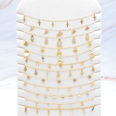 Juego de 12 collares de acero inoxidable con expositor - PR-COLLIER33