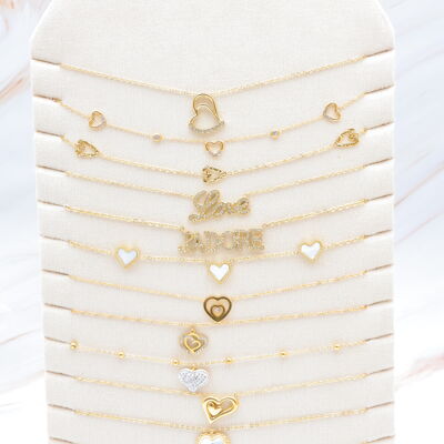 Lot de 12 colliers en acier inoxydable avec présentoir - PR-COLLIER35