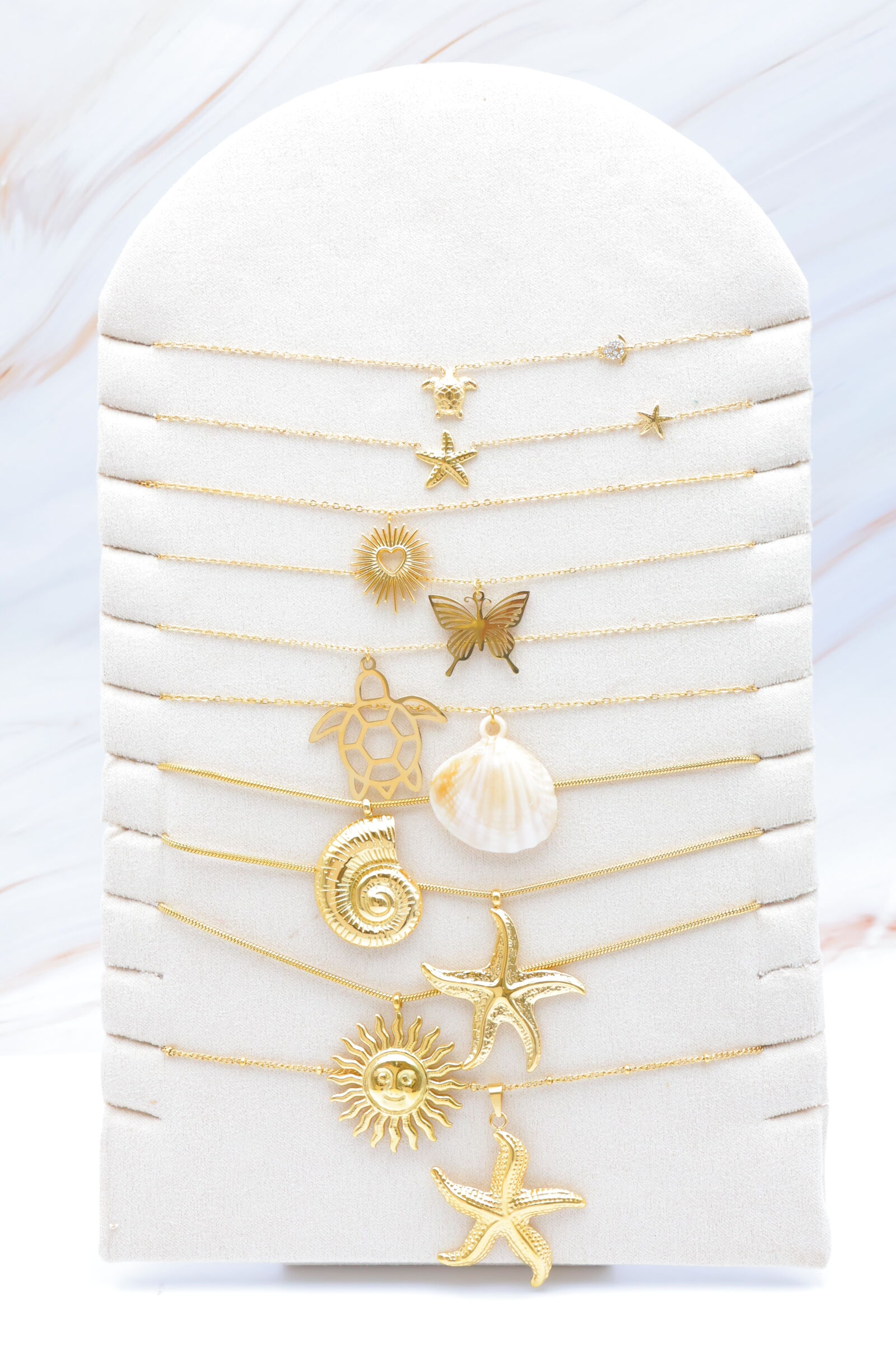 Set mit 10 Edelstahlketten mit Display - PR-COLLIER36