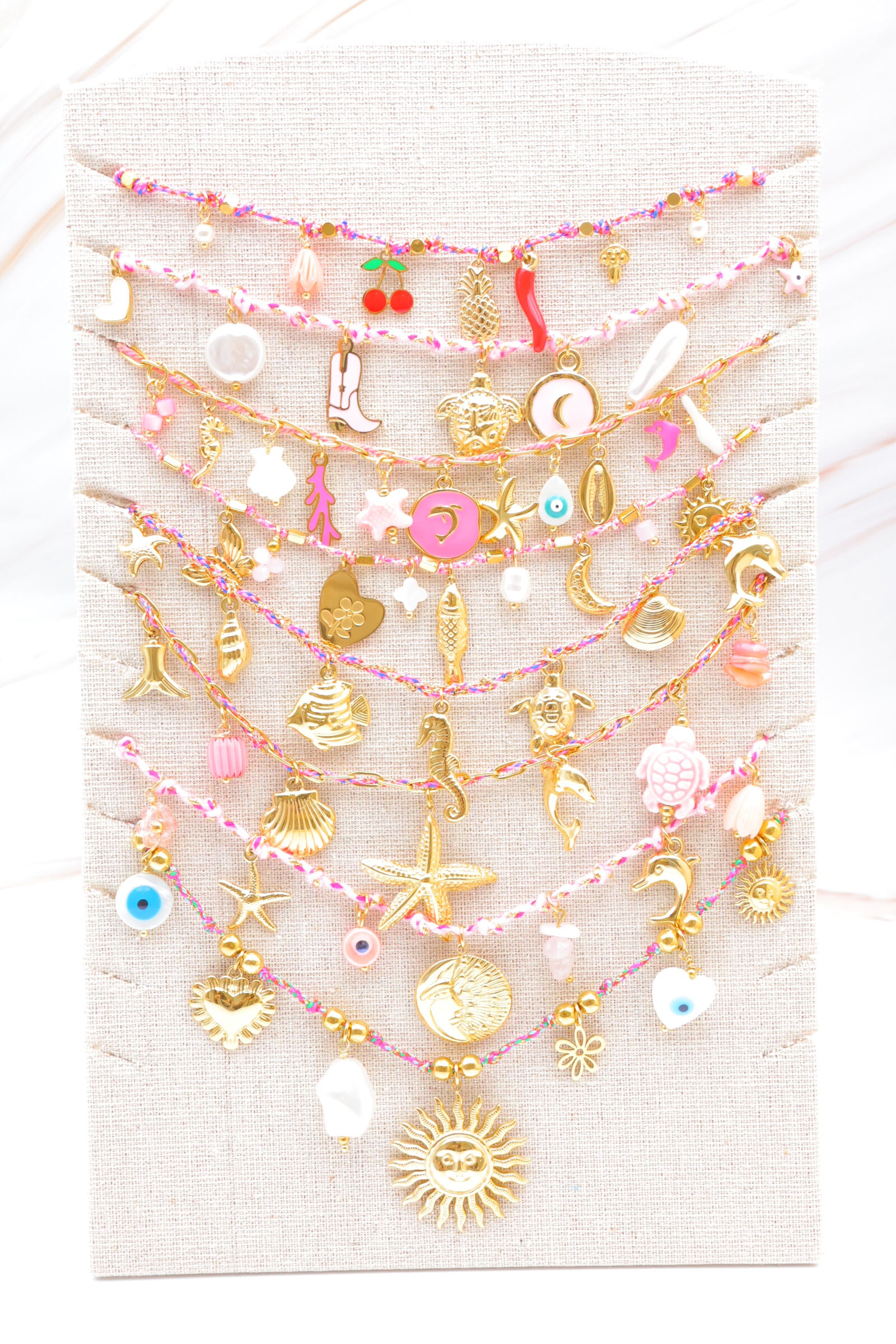 Set aus 8 Edelstahlketten mit Display - PR-COLLIER37