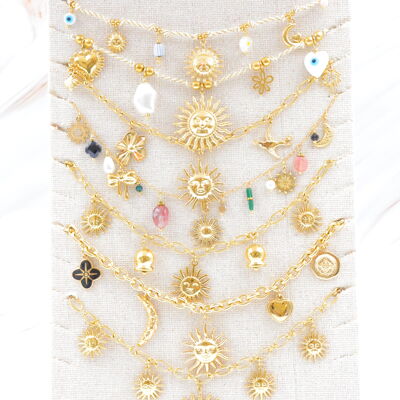 Juego de 7 collares de acero inoxidable con expositor - PR-COLLIER39