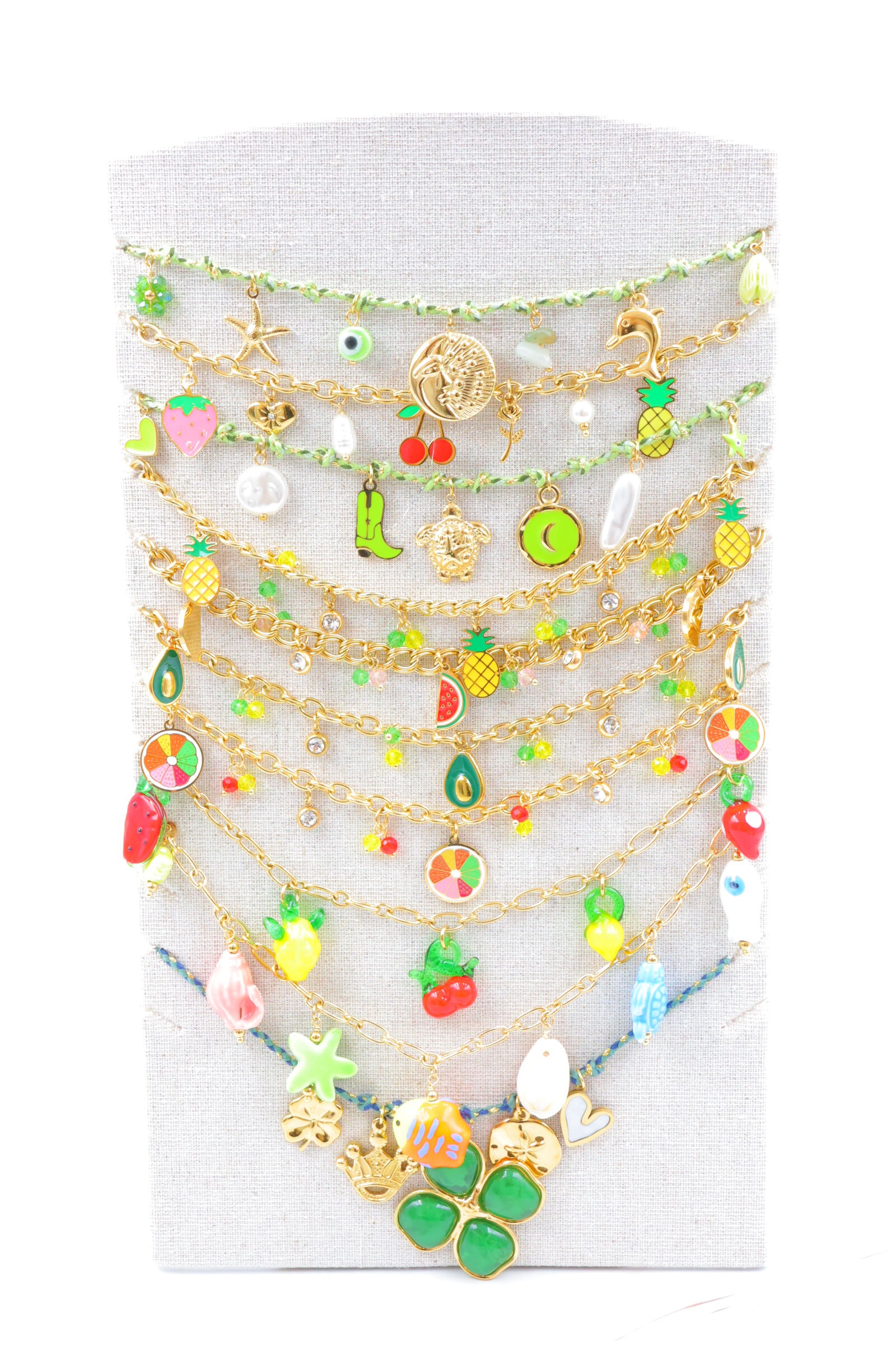 Set mit 10 Edelstahlketten mit Display - PR-COLLIER40