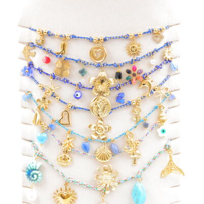Juego de 7 collares de acero inoxidable con expositor - PR-COLLIER41