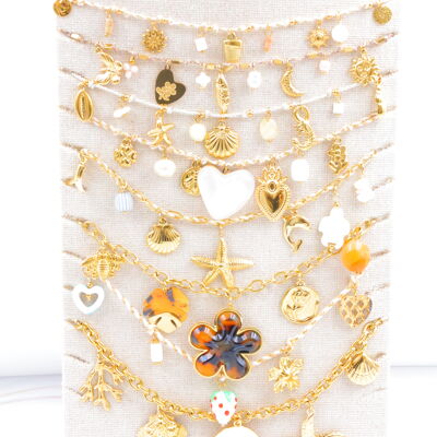 Lot de 8 colliers en acier inoxydable avec présentoir - PR-COLLIER44